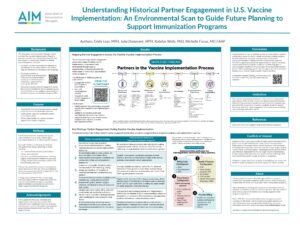 This is the Understanding Historical Partner Engagement in U.S. Vaccine Implementation: An Environmental Scan to Guide Future Planning to Support Immunization Programs poster presented at the 2026 National Adult and Influenza Immunization Summit (NAIIS).